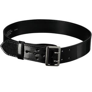 2141 2.25" Fully Lined High Gloss Sam Browne Leather Belt With Chrome